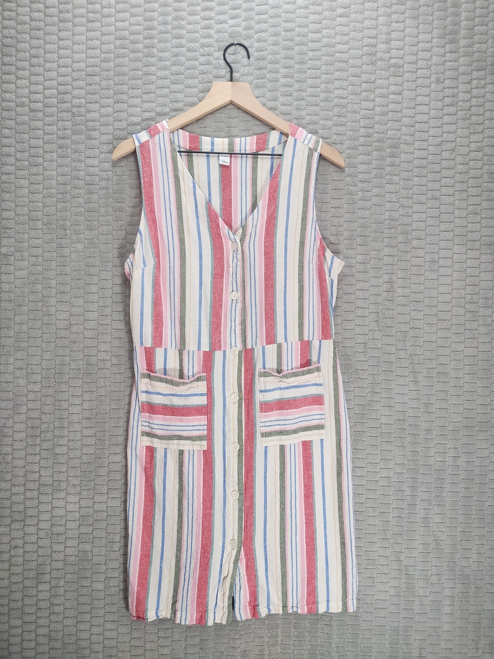 Old Navy Linen Blend Sleeveless Striped Shirt Dress-Sz L